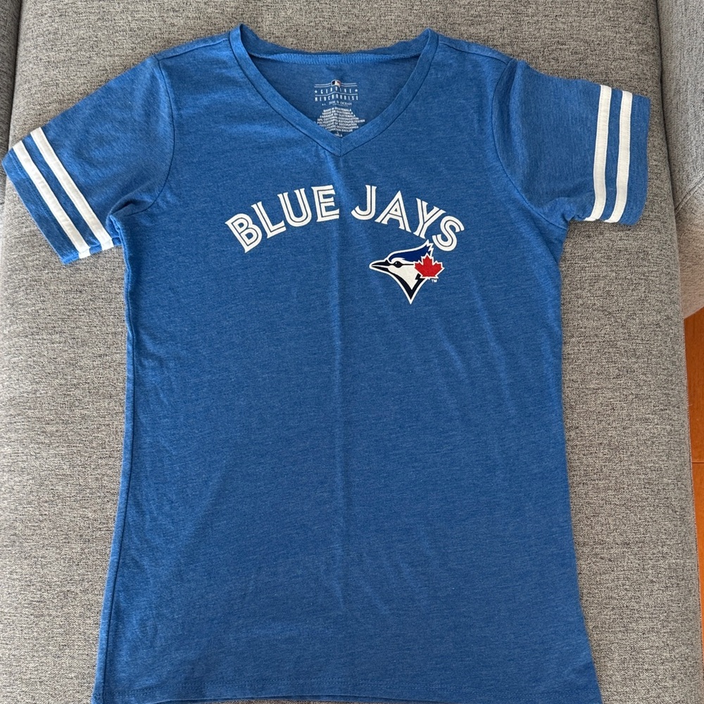 5th & Ocean Blue Jays Kids V-Neck Tee - Blue and White